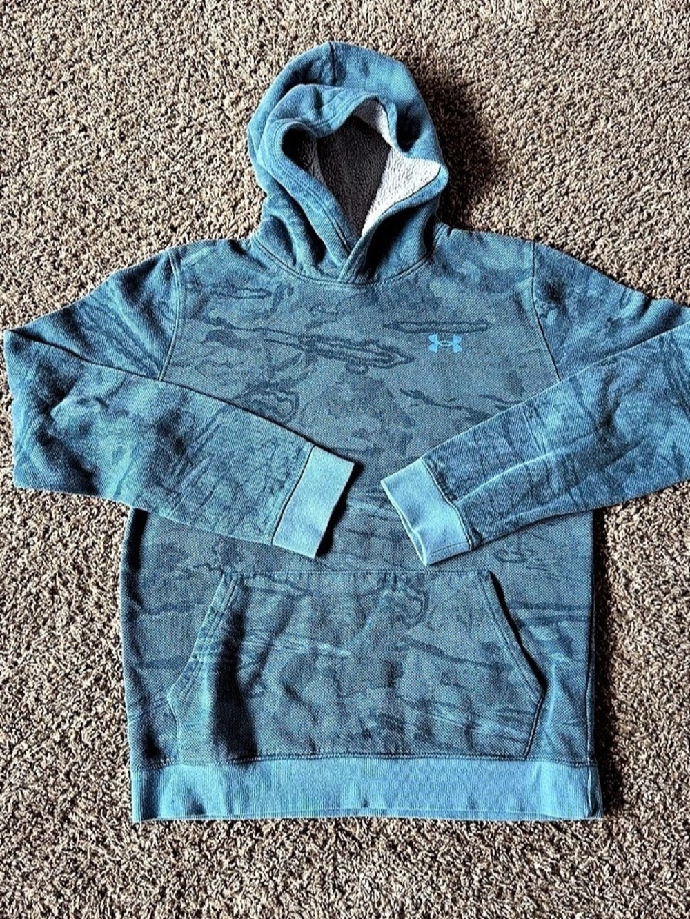 Under Armour Youth XL Hoodie Blue Camo Fleece